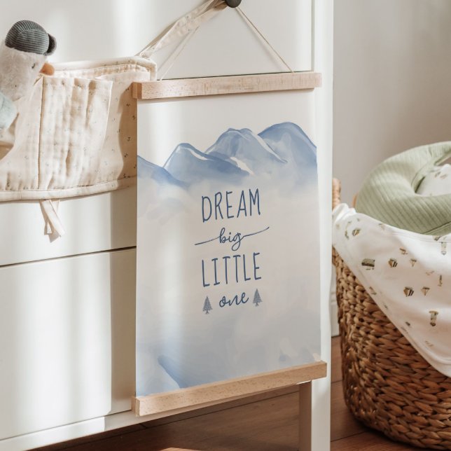 Dream Big Winter Mountain Kinderzimmer Zimmerdekor Wandteppich Mit Holzrahmen (Dream Big Winter Mountain Nursery Room Decor Hanging Tapestry)