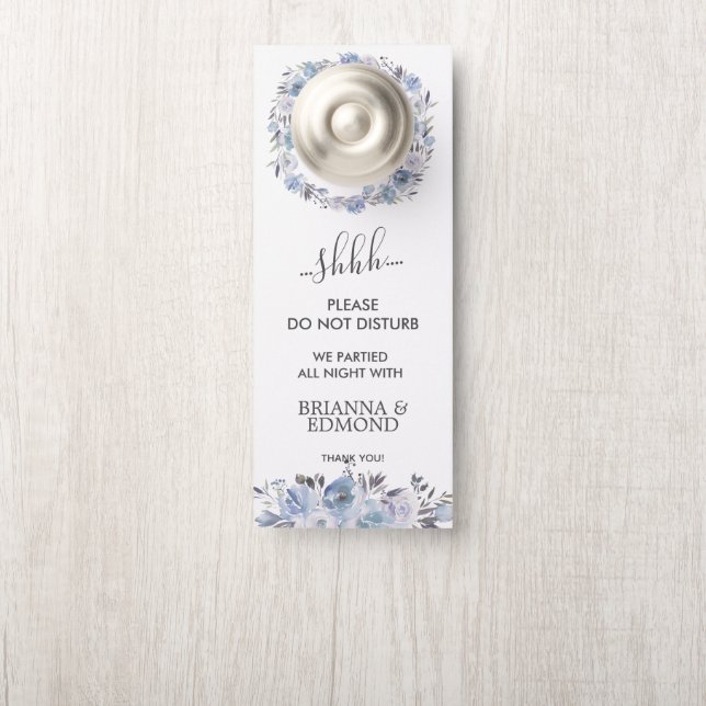Dream Blue Floral Wedding Gast nicht stören Türanhänger (Auf Knauf)