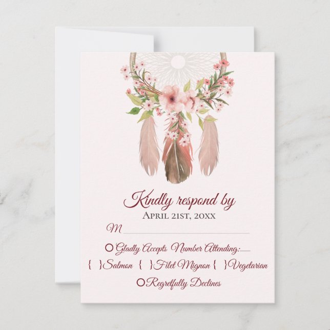 Dream Catcher | Boho Wedding Response Cards RSVP Karte (Vorderseite)