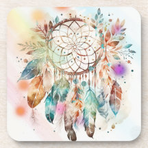 Dream Catcher Dessous de verre Arrière - plan blan