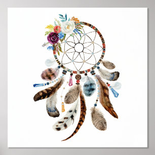 Dream Catcher Feather und Blume Foliendrucke