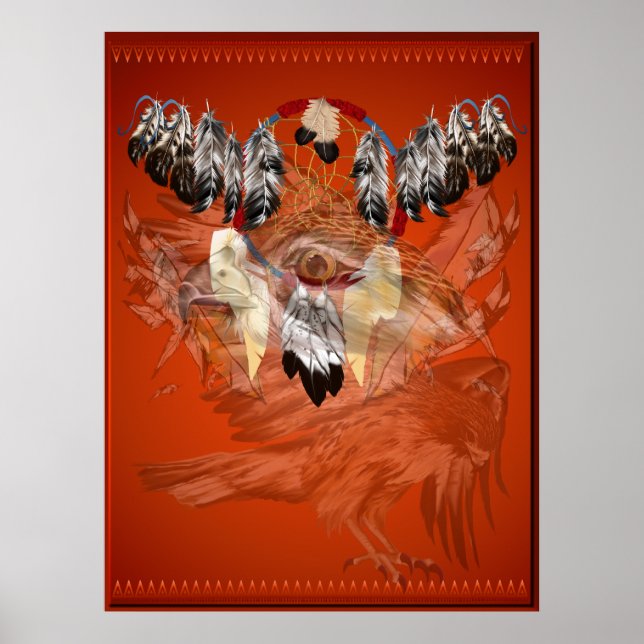 Dream Catcher Hawk Face Posters Poster (Vorne)