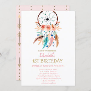 Dream Catcher, Invitation d'anniversaire de Boho