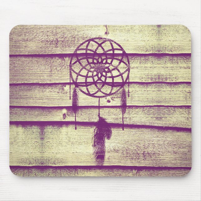 Dream Catcher Lila Wood Mousepad (Vorne)