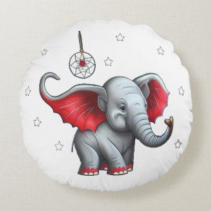 Dream Catcher Niedlich Baby Elephant. Zurück trans Rundes Kissen