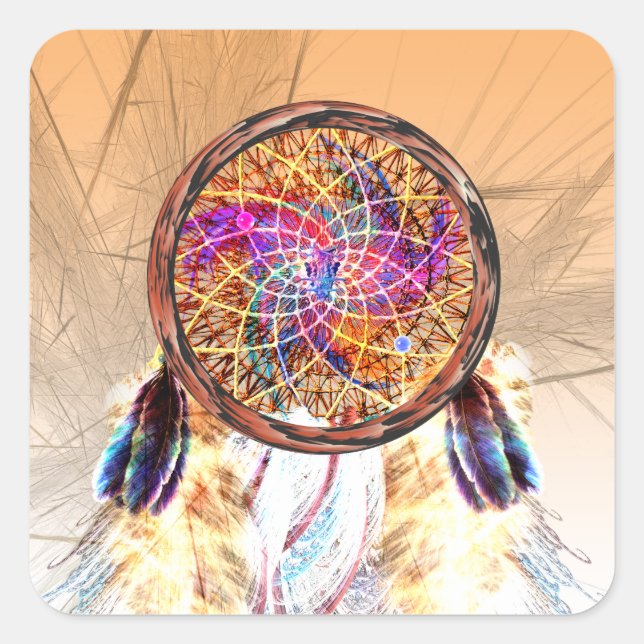 Dream Catcher Quadratischer Aufkleber (Vorderseite)