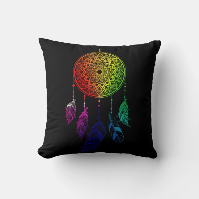 Dream Catcher Rainbow Colors Kissen (Vorderseite)