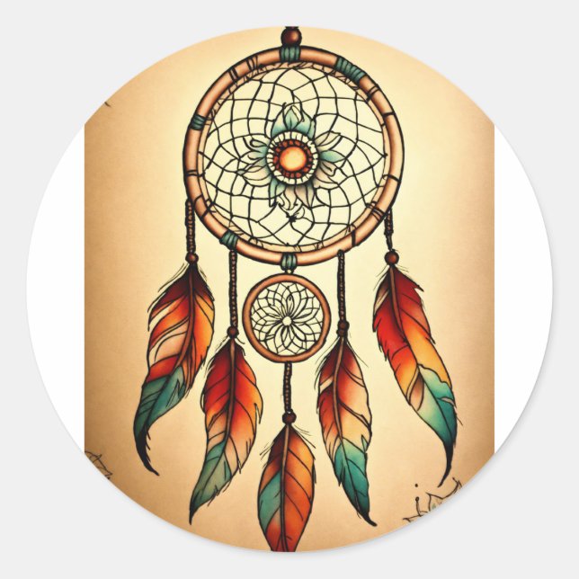 Dream Catcher Runder Aufkleber (Vorderseite)