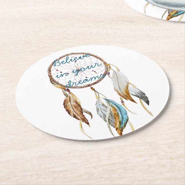 Dream Catcher Runder Pappuntersetzer (Angewinkelt)