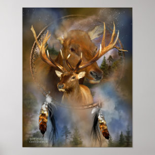 Dream Catcher Series - Spirit Of Elk Poster