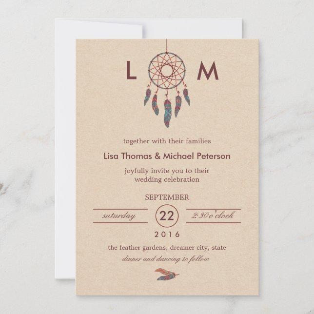 Dream Catcher Wedding Einladung (Vorderseite)