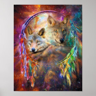 Dream Catcher - Wolf Spirits Poster d'art/Imprimer