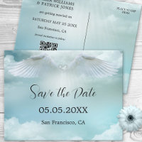 Dream Cloud Angel Wings QR-Code Save the Date