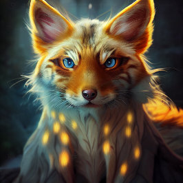 Dream Fantasy Blue Mit Augen Fox Vixen Portrait Rechteckiger Aufkleber