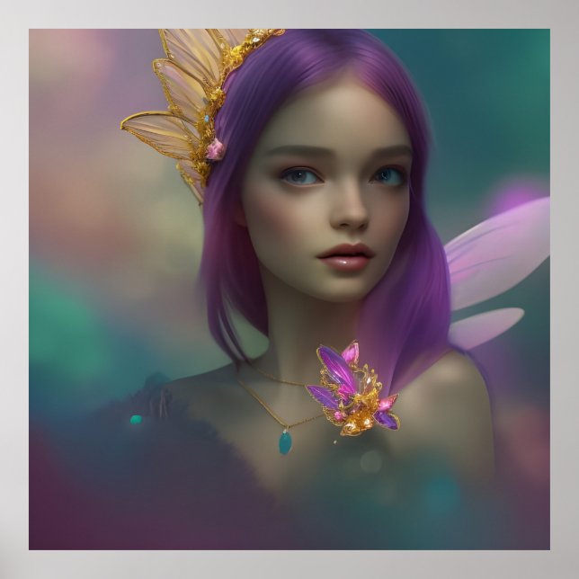 Dream Fantasy Sweet Fairy Girl lila rosa Poster (Vorne)