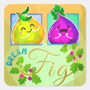 Dream Fig - Punny Garden Square Sticker