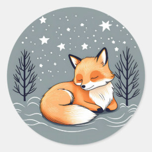 Dream Fox Night Sky Runder Aufkleber