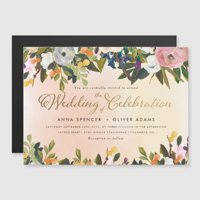 Dream Garden Bloral Wedding Einladung (Vorne/Hinten)