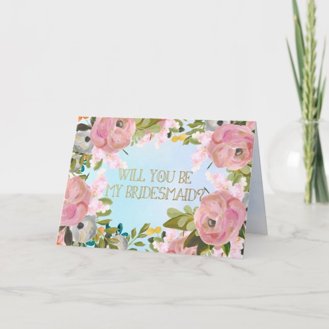 Dream Garden Floral Custom Bridesmaid Anfrage Einladung (Vorderseite)