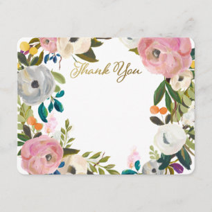 Dream Garden Floral Hochzeit Vielen Dank Flachkart Dankeskarte