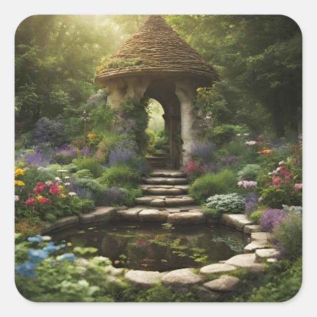 Dream Garden Quadratischer Aufkleber (Vorderseite)