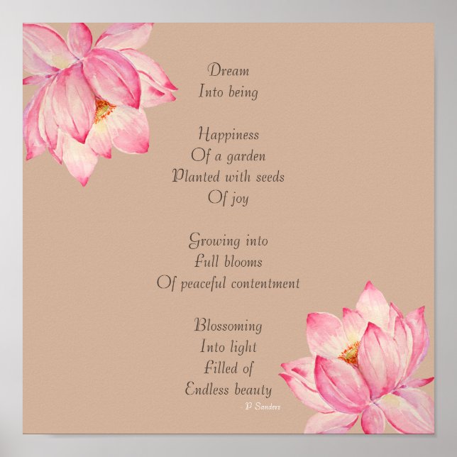 Dream Gedicht mit Lotus-Blume Poster (Vorne)