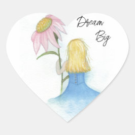 Dream Girl mit Riesengebirge "Dream Big" Herz-Aufkleber