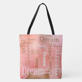 Dream Gold Rosen Blush Typografie Script Wasserfar Tasche