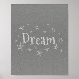Dream Grau mit Silver Glitzer Poster