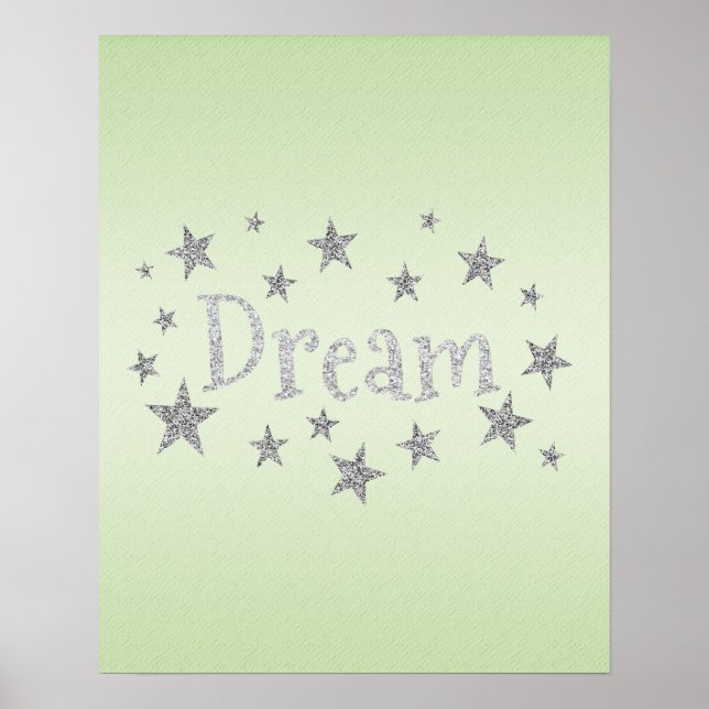 Dream Green mit Silver Glitzer Poster (Vorne)