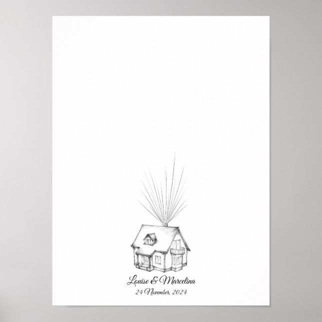 Dream House Fingerprint Wedding Gästebuch (Vorne)