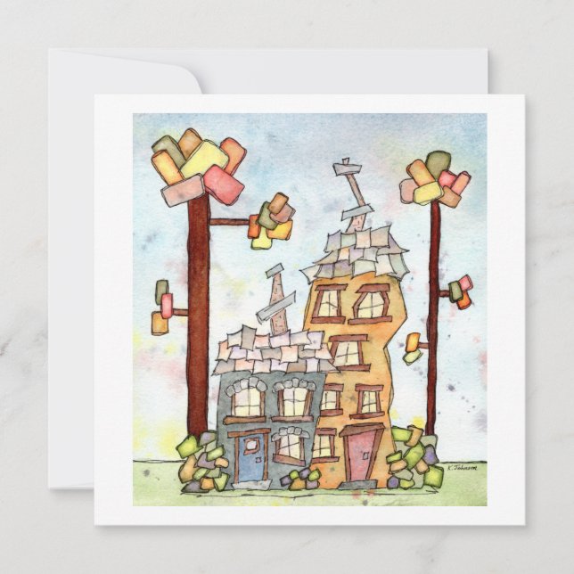 Dream House Watercolor Grußkarte Karte (Vorderseite)