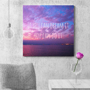"Dream It Do it" Zitat Lila Foto der Sonnenunterg Leinwanddruck
