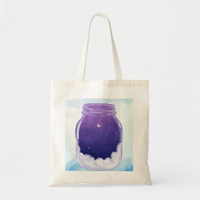 Dream Jar Tote Bag – Minimal Night Sky Tragetasche (Vorne)