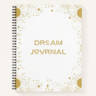 Dream Journal - Gold und Weiße Sonne und Sterne Notizbuch