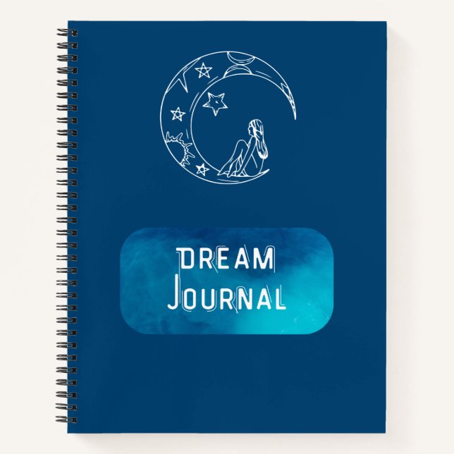 Dream Journal - Handgezogener Mond mit Sternen Notizbuch (Vorderseite)