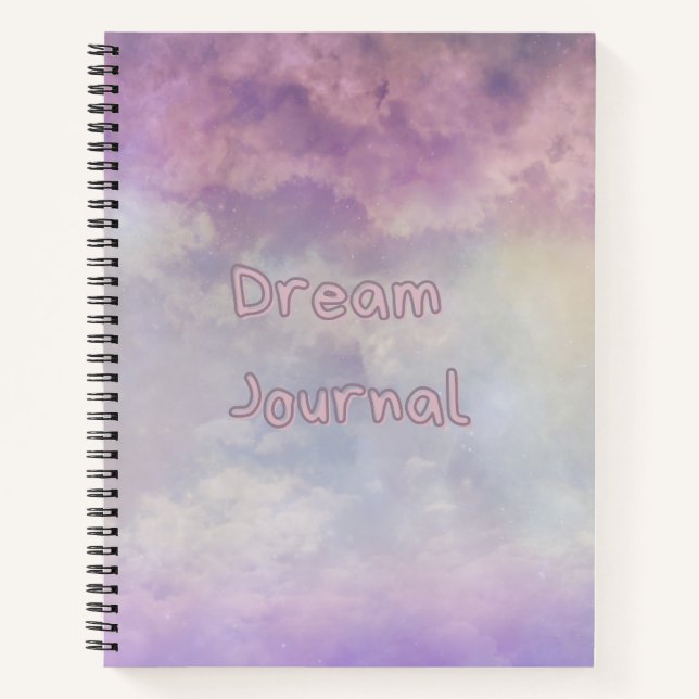 Dream Journal - Rosa und Lila Himmlische Wolken Notizbuch (Vorderseite)