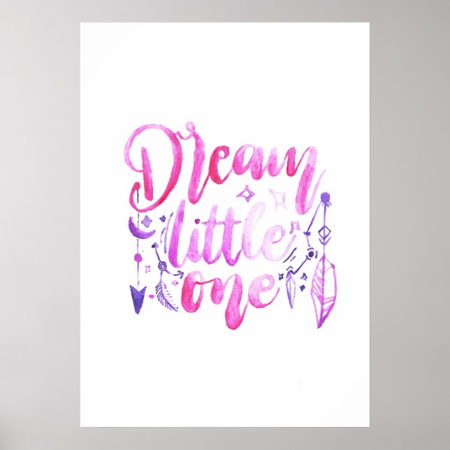 Dream Little One Pink Purple Watercolor Nursery  P Poster (Vorne)