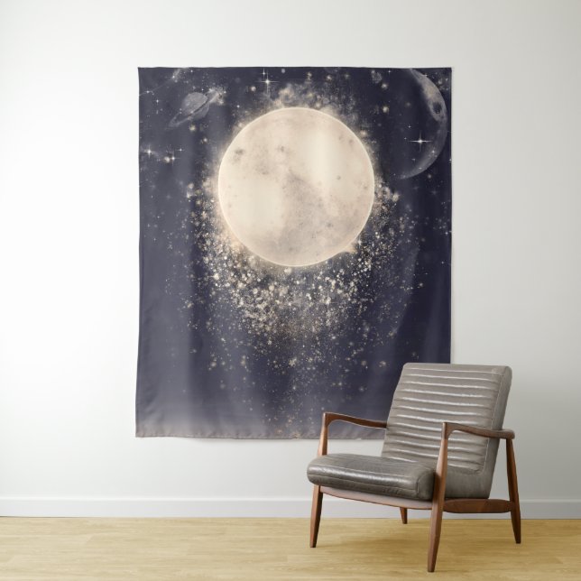 Dream Moon Magie Kosmische Glitzern Wandteppich (Beispiel)