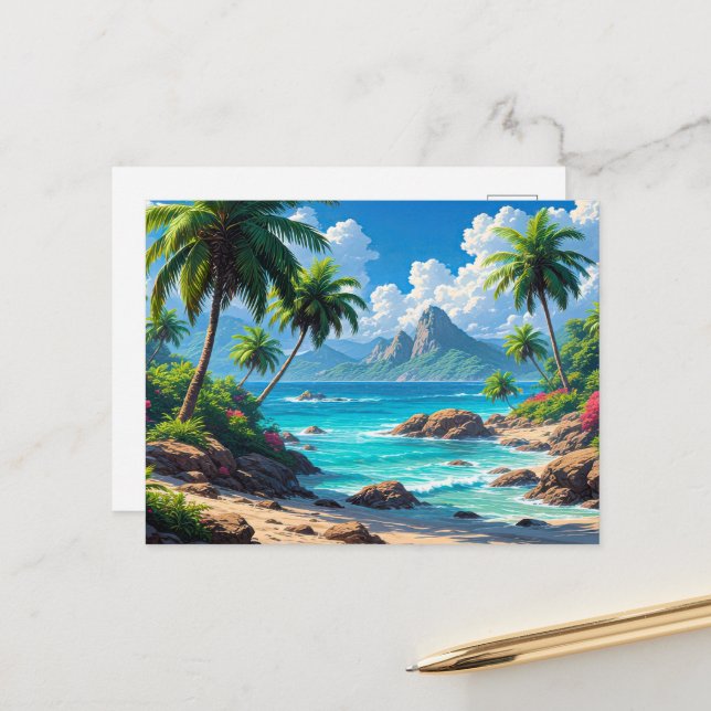 Dream On, Tropical Paradise, Postkarte (Vorderseite/Rückseite Beispiel)