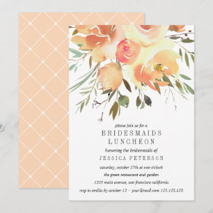 Dream Peach Blume Bridesmaids Luncheon Wedding Einladung