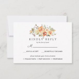 Dream Peach   Floral Wedding RSVP MEAL option