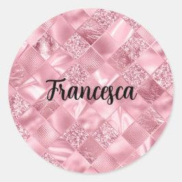 Dream Pink Diamonds mit Imitaten Glitzer und Fohle Runder Aufkleber