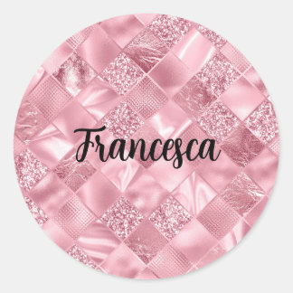 Dream Pink Diamonds mit Imitaten Glitzer und Fohle Runder Aufkleber