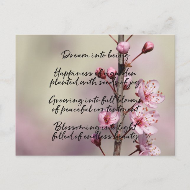 Dream Poem Cherry Blossom Blume Postkarte (Vorderseite)