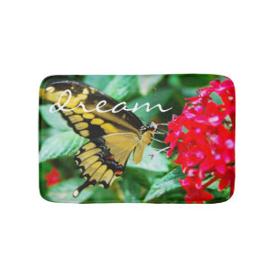 Dream Quote Script Gelbes Schwarzes Schmetterling- Badematte