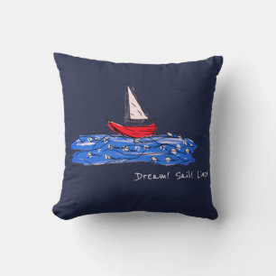 Dream Sail Live Sea Boat Seagulls Jeter Oreiller