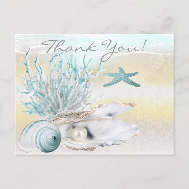 Dream Shore Beach Aquamarin Vielen Dank Postkarte (Vorderseite)