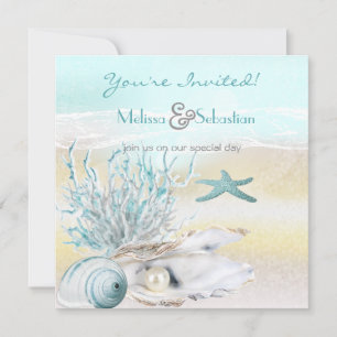Dream Shore Beach Aquamarin Wedite Einladung