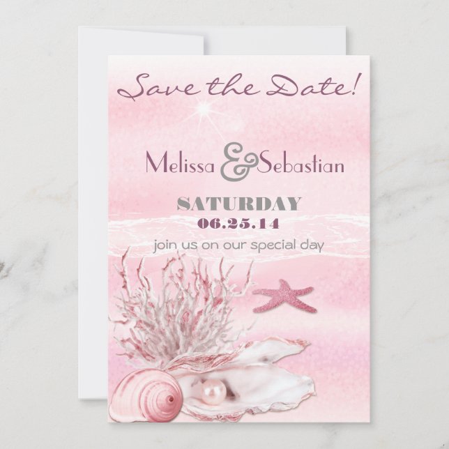 Dream Shore Beach Carnation Pink Save the Date (Vorderseite)